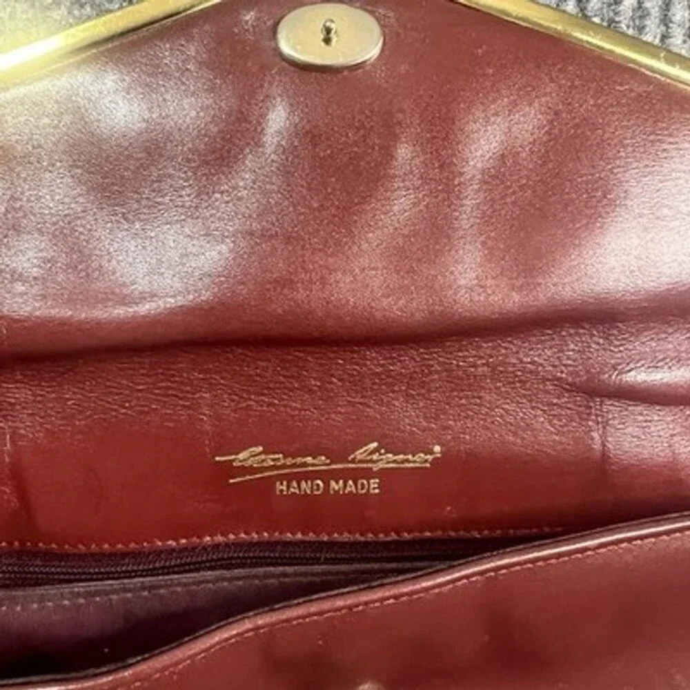 Vintage Etienne Aigner Hand Made Oxblood Leather Shoulder Bag/Clutch Early 70s
